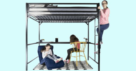 DHP MILES METAL FULL LOFT BED WITH DESK