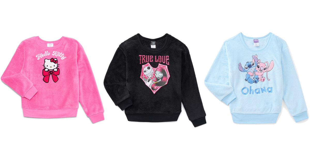 Girls Graphic Plush Character Sweatshirts Girls Graphic Plush Character Sweatshirts