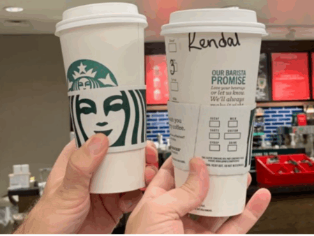 Kendall holding a Starbucks Drink