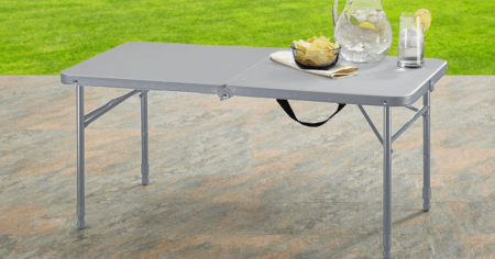 Mainstays 40x20 plastic adjustable height fold in half folding table
