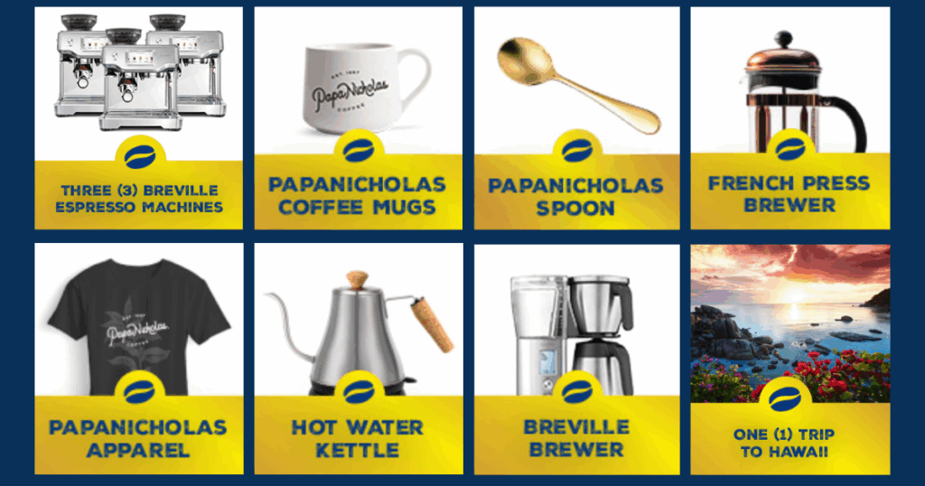 PapaNicholas Golden Bean Quest Instant Win Game Sweepstakes