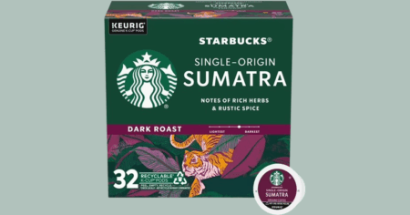 Starbucks Sumatra Dark Roast K Cup Coffee Pods 32 Count