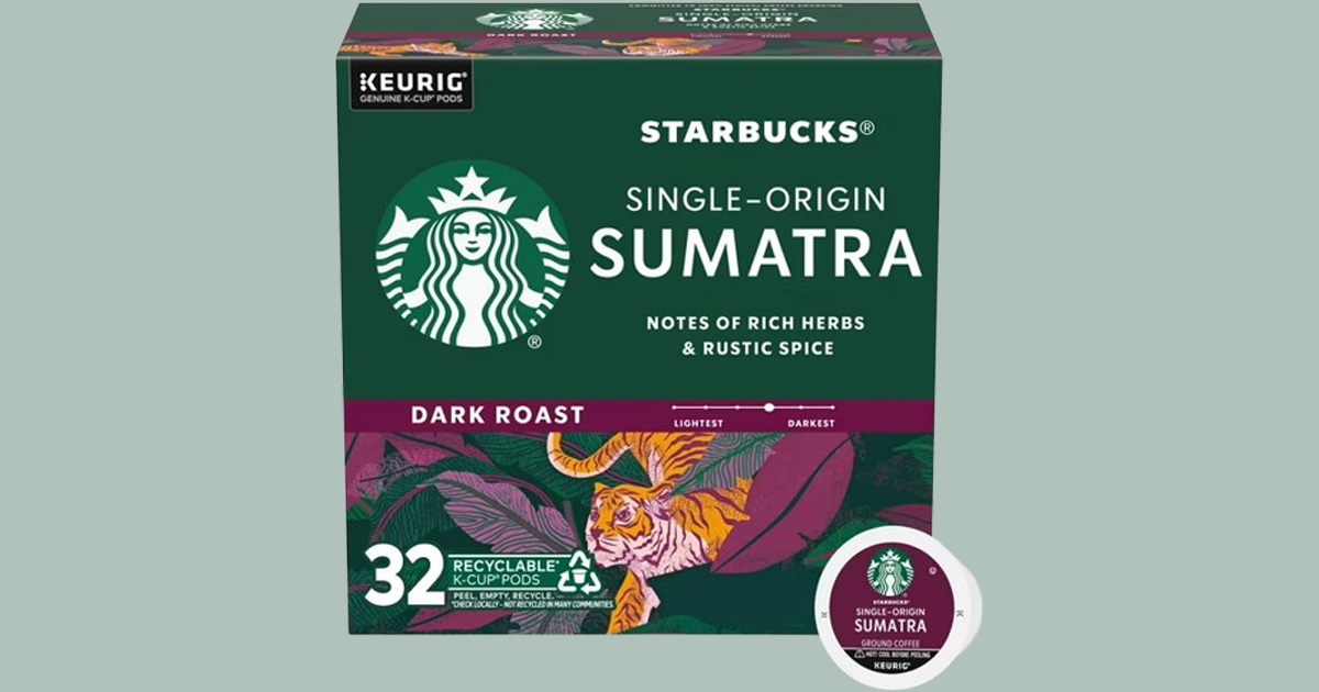Starbucks Sumatra Dark Roast K Cup Coffee Pods 32 Count