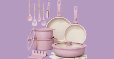 Astercook 20 Piece Ceramic Pots and Pans Set