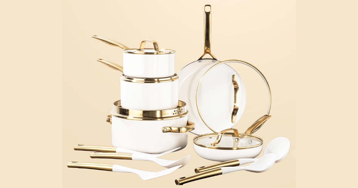 GothamSteelModernCollection15PieceCeramicNonstickCookwareSet GothamSteelModernCollection15PieceCeramicNonstickCookwareSet