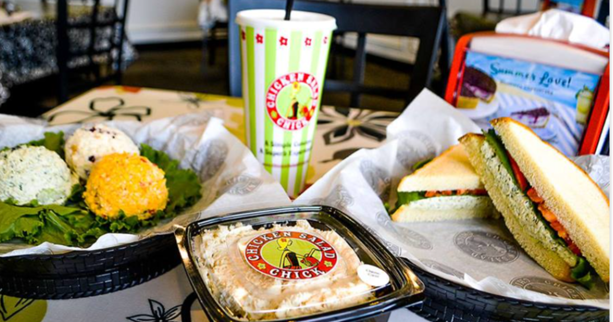 Chicken Salad Chick FoodDrink on a Table