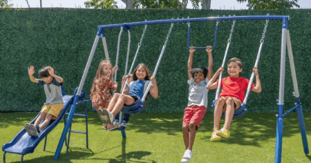 Sportspower Arcadia Metal Swing Set with Trapeze