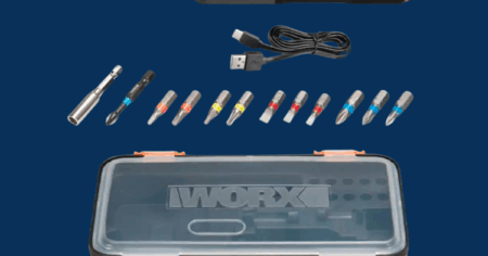 WORX - 4V 3-Speed Compact Screwdriver with 12 Accessory Bits, Dual LED Lights, and 3 Gear Torque - Black