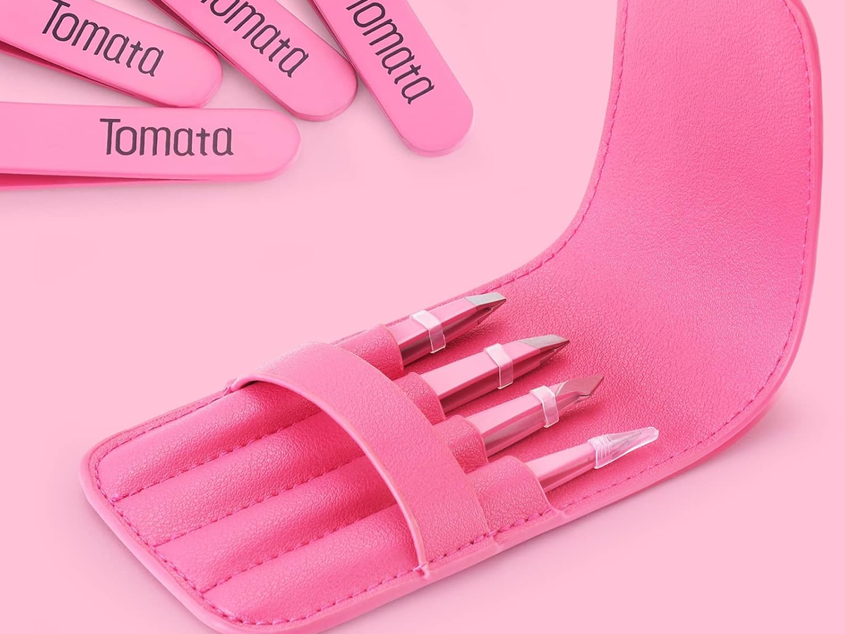 Tomata Tweezers for eyebrows pink 4pc