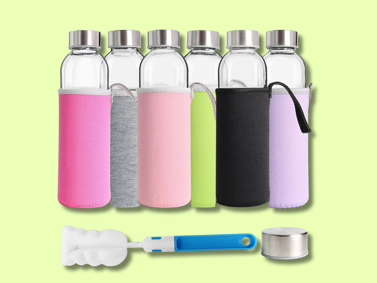 Glass water bottles 6 pack