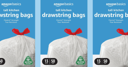 amazon basics tall kitchen drawstring bags