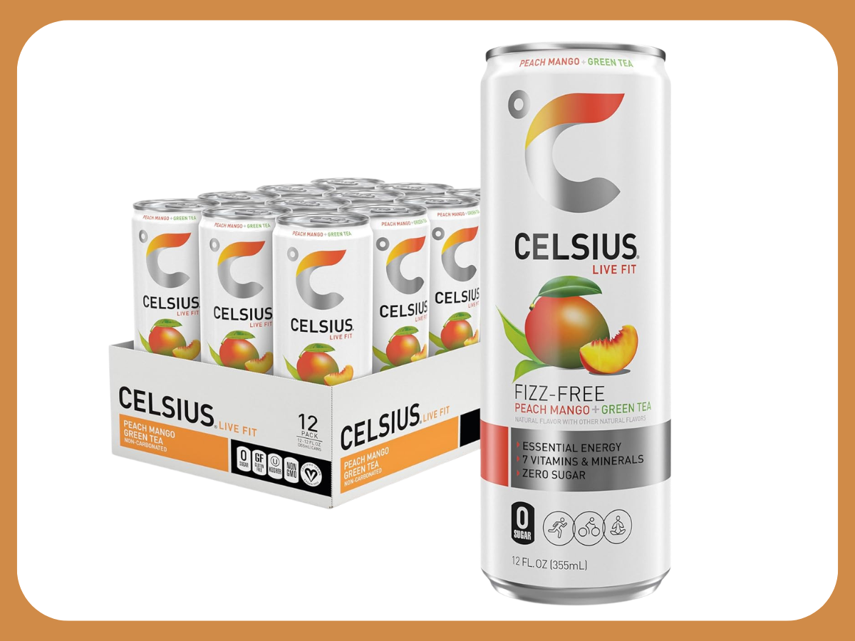 celcius peach green tea drink