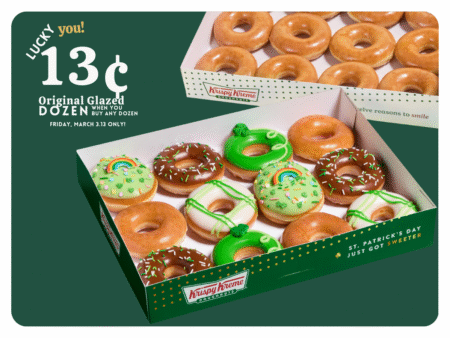 13 Cent Original Glazed Dozens at Krispy Kreme on March 13th