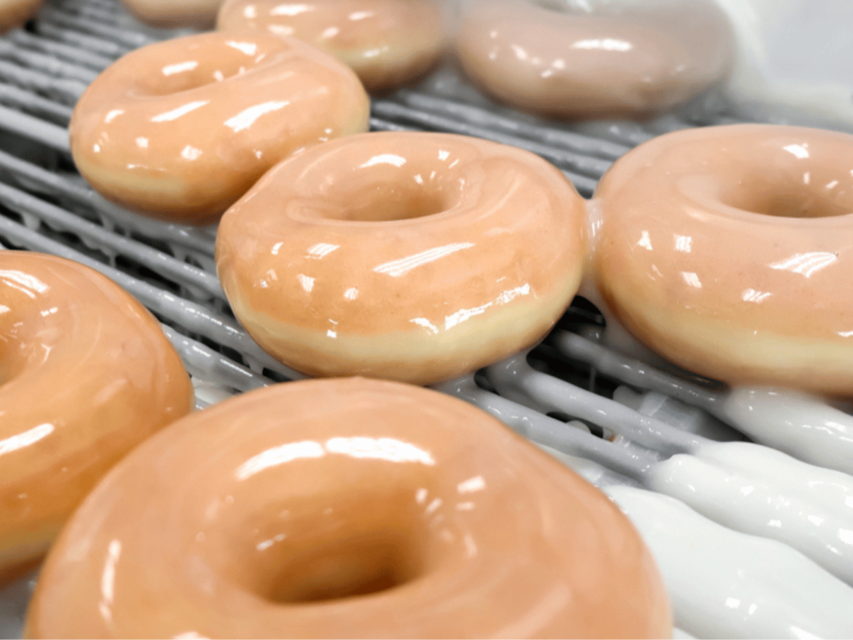 Krispy Kreme Glazed Donuts on glazer grill Krispy Kreme Glazed Donuts on glazer grill