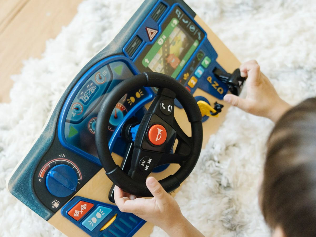 Melissa & Doug Vroom & Zoom Interactive Wooden Dashboard Steering Wheel