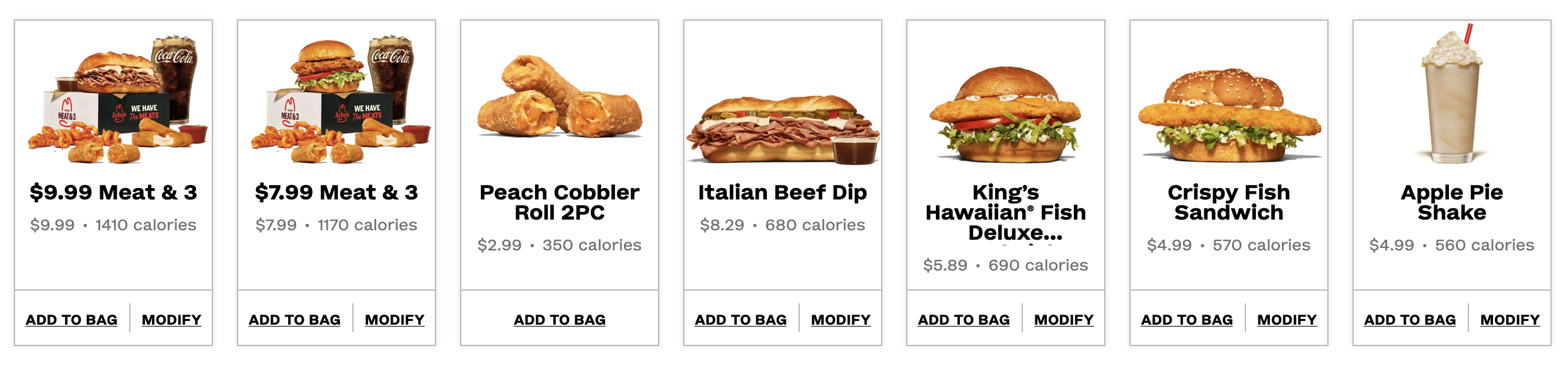 Arby's limited time menu