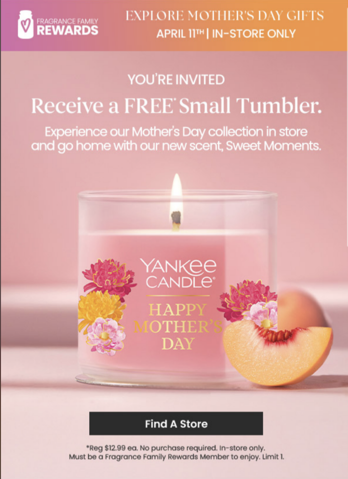 Free Yankee Candle on April 11th 2026