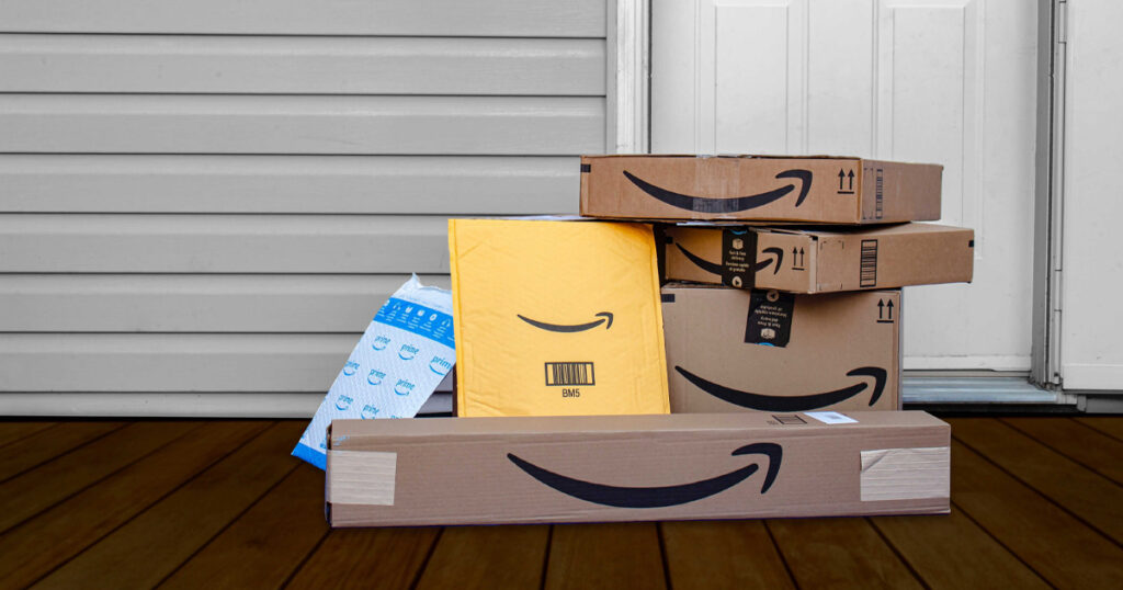 Amazon packages ready for delivery