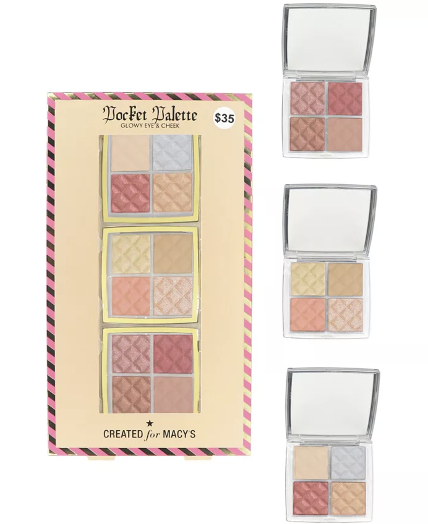 Created For Macy's 3 Pc Glowy Eye and Cheek Pocket Palette Set Created For Macy's 3 Pc Glowy Eye and Cheek Pocket Palette Set