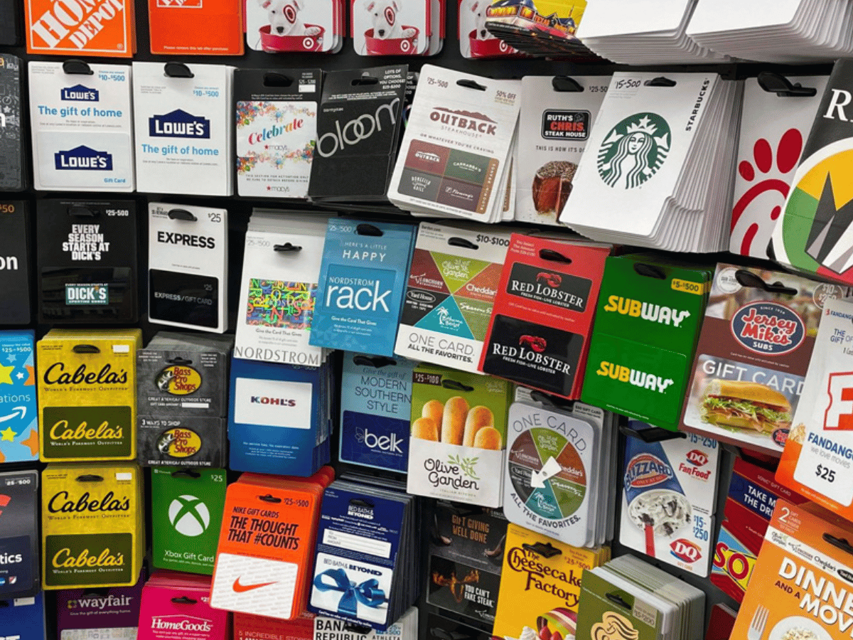 Kendall Gift Cards (1) display of gift cards