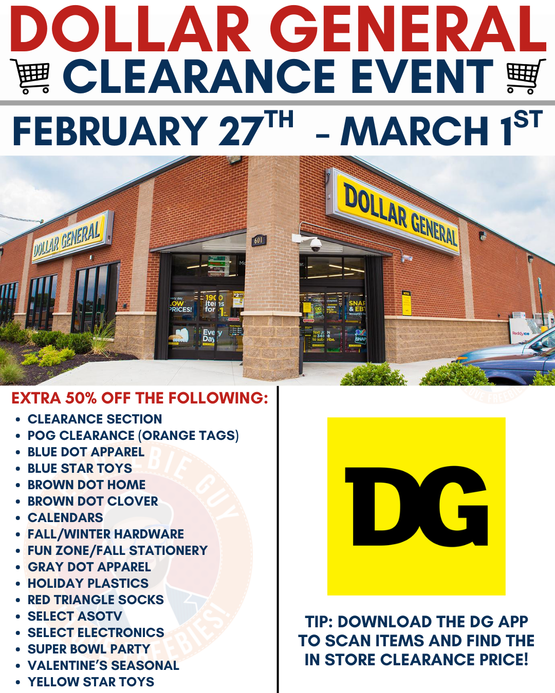 Dollar General Seasonal & Core Clearance Event February 27th thru March 1st