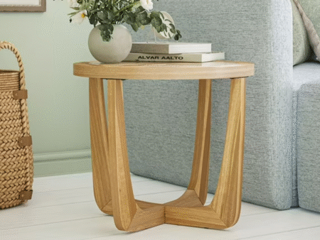 Beautiful Rattan & Glass Side Table with Solid Wood Frame