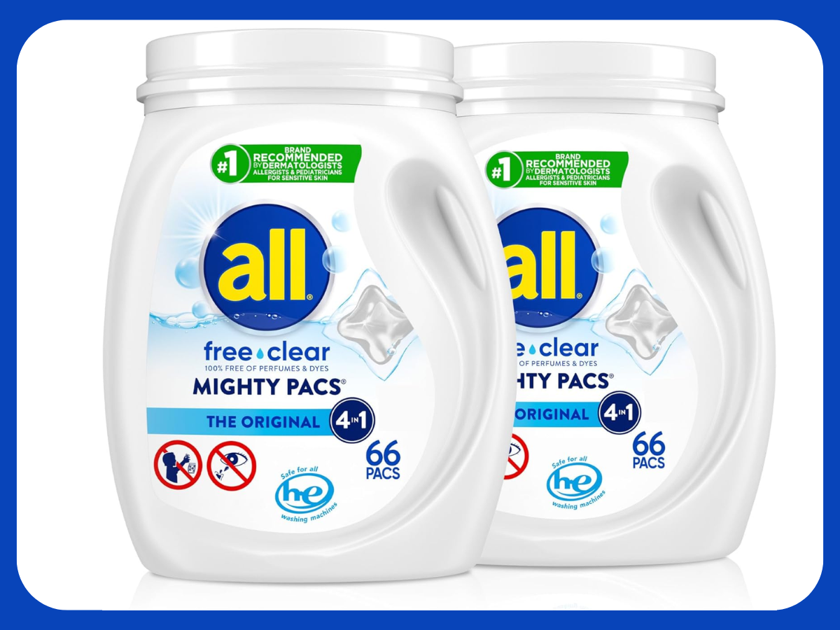all Laundry Detergent Mighty Pacs Free Clear 132 Count