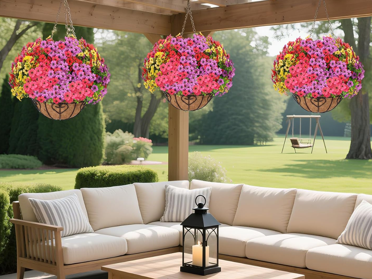 artificial hanging basket artificial flowers