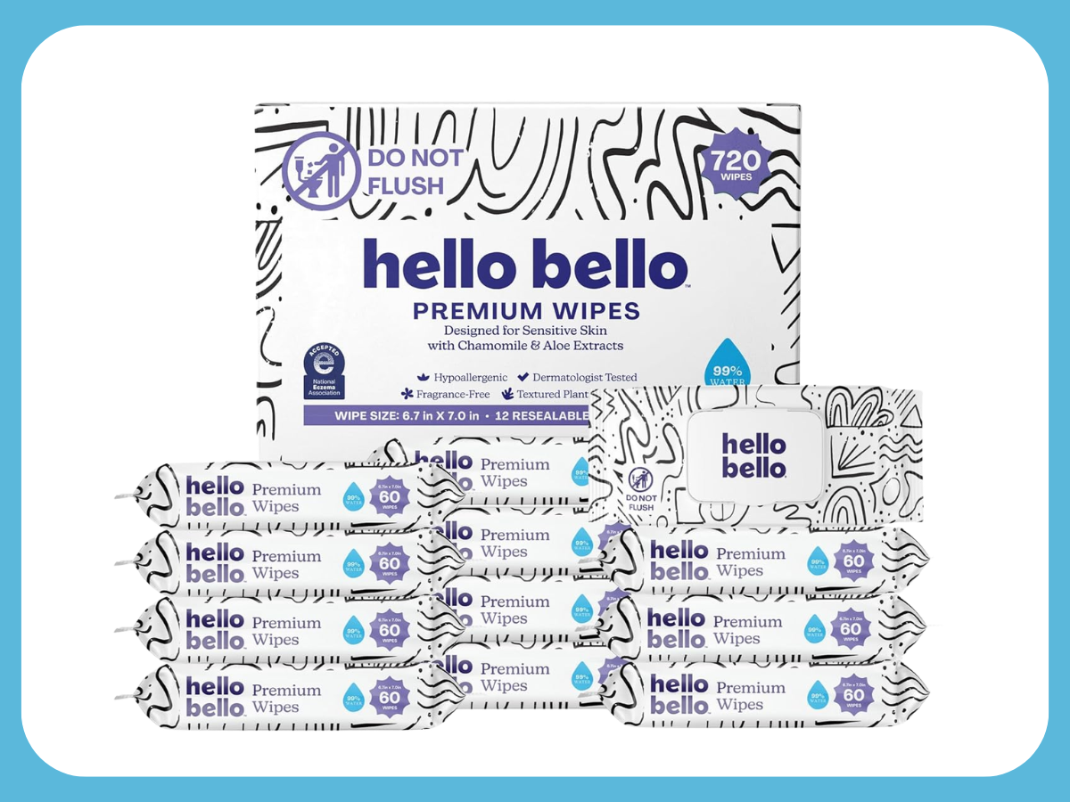 Hello Bello Premium Wipes Designed for Sensitive Skin with Chamomile & Aloe