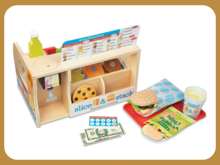 Melissa & Doug Slice Stack Serve Wooden Sandwich Counter Pretend Play Store