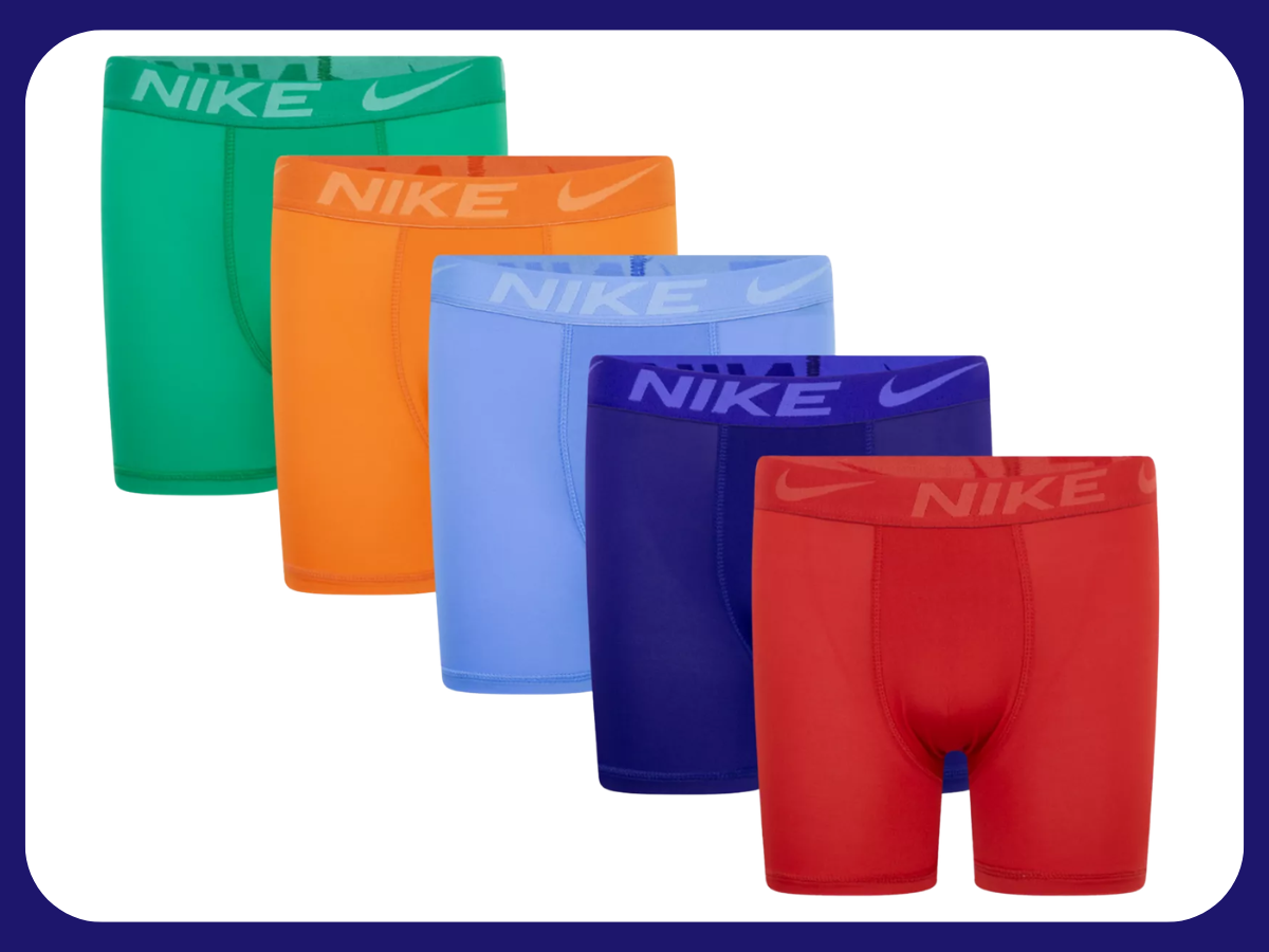 Nike Big Boys Dri FIT Boxer Briefs Underwear 5 Pack Nike Big Boys Dri FIT Boxer Briefs Underwear 5 Pack