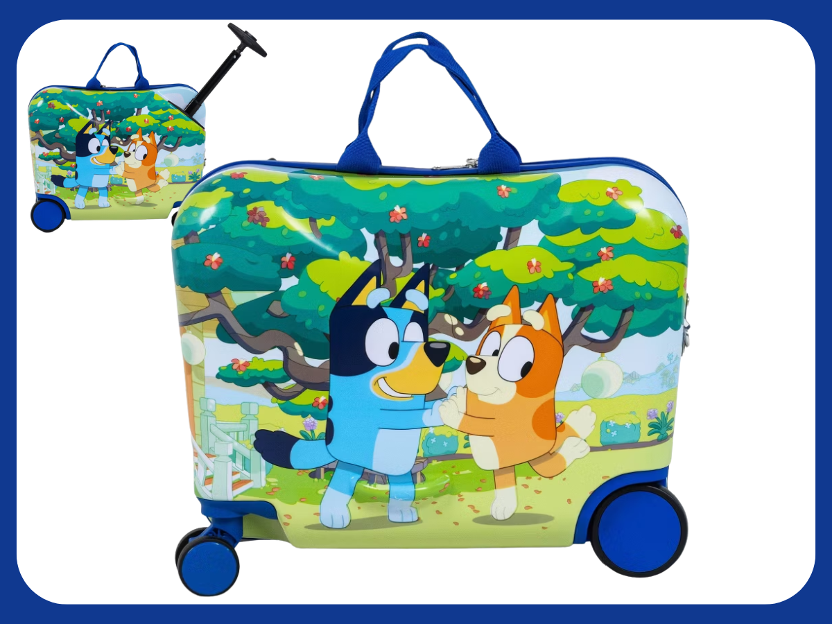 bluey rid on luggage