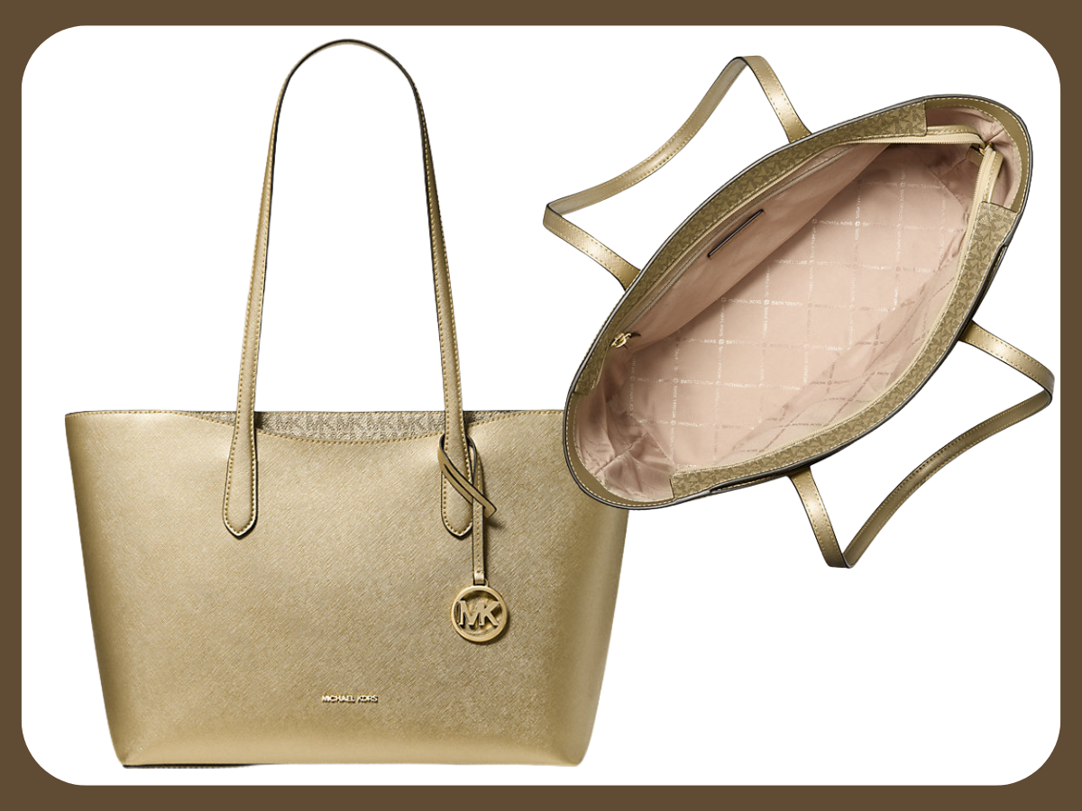 large gold michael kors tote